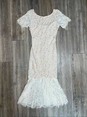 Just Me Ivory Lace Mermaid Maxi Dress